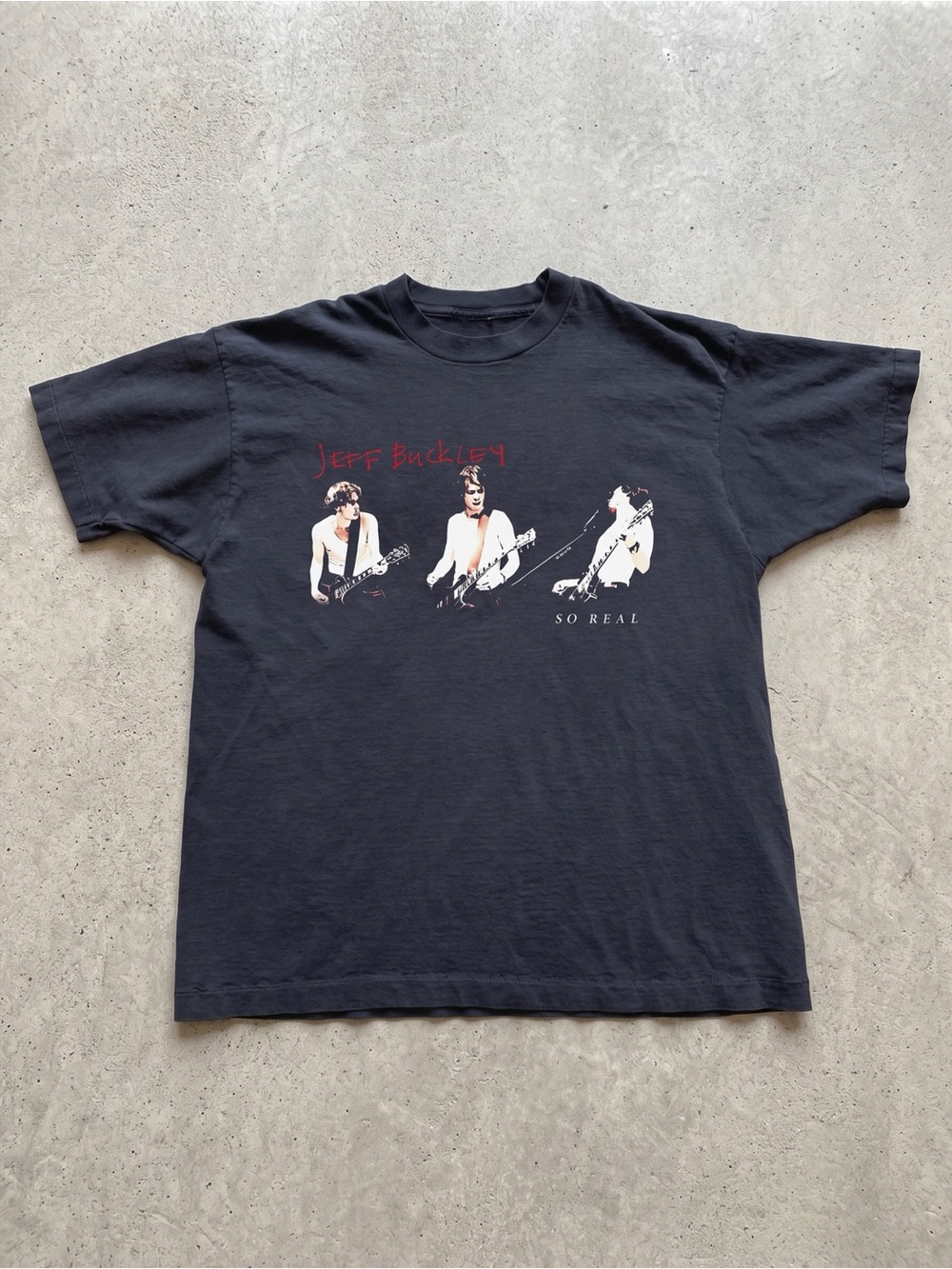 Jeff Buckley So Real 90s Alt Rock Faded Black Band T-Shirt
